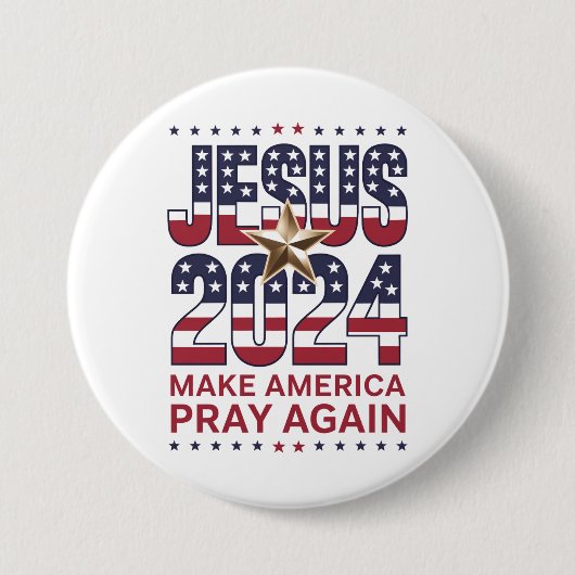 イェスス 2024 アメリカに再び祈りを 缶バッジ (正面)