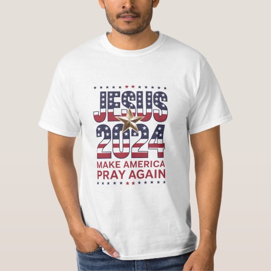 イェスス 2024 アメリカに再び祈りを Tシャツ (正面)