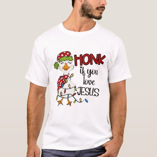 イェス様が好きならクラクション Funny Christmas T シャツ (正面)