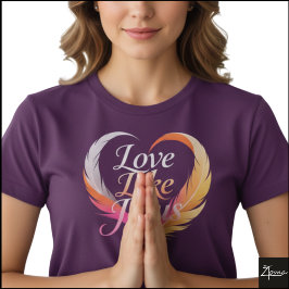 イェス様のように愛そう Feather Heart スクリプト Tシャツ
