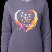 イェス様のように愛そう Feather Heart スクリプト Tシャツ