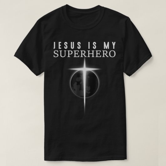 イェス様は僕のスーパーヒーロー 十字架デザイン Tシャツ (デザイン正面)