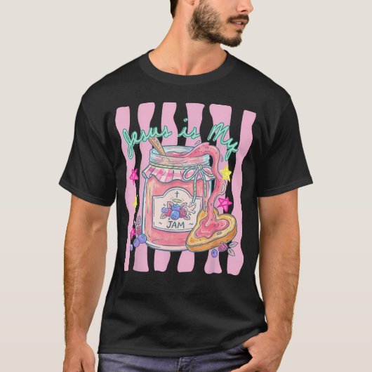 イェス様は私のジャム ストロベリー 神 信仰 キリスト教 Tシャツ (正面)