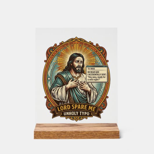 イェス様 間違った自動修正メッセージ 上司 恥ずかしい職場 アクリルサイン (正面)