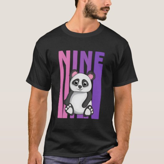 イェス アイ アム ナイン パンダ ９歳の誕生日パイ Tシャツ (正面)