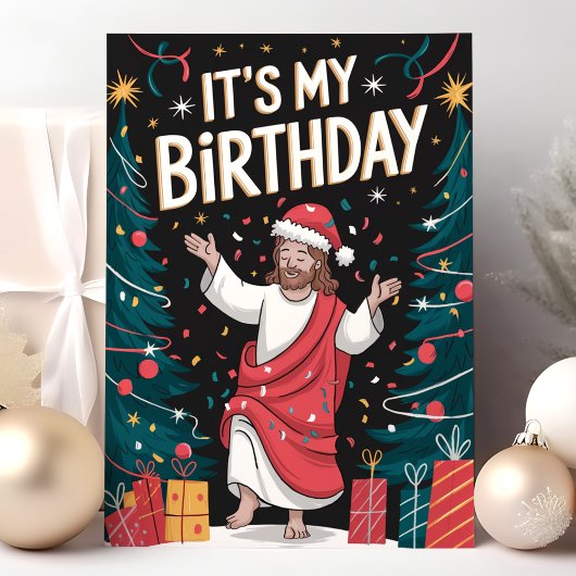 イェス・キリストの誕生日 楽しいクリスマスの面白いデザイン シーズンカード