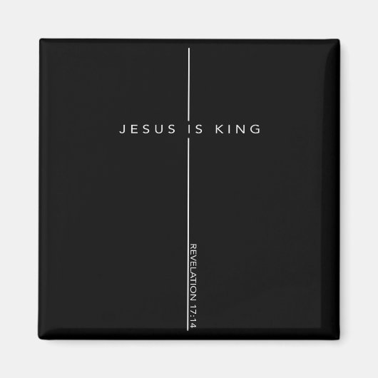 イェス・キリストは王様 十字架 キリスト教 信仰 聖書の詩 マグネット (正面)