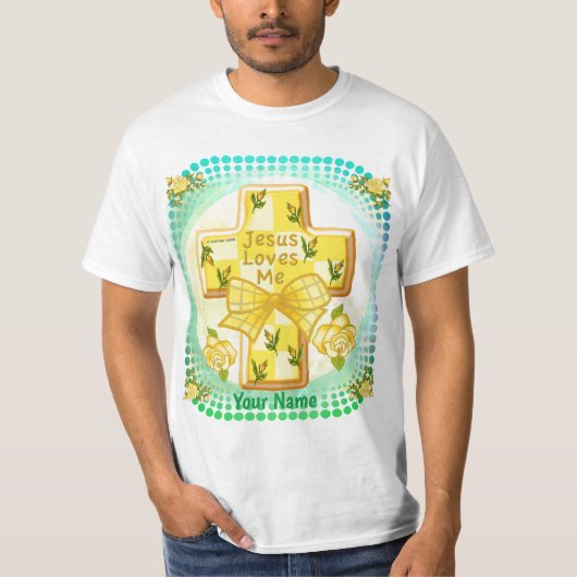 イェス・キリストは私を愛する キリスト教の十字架Tシャツ Tシャツ (正面)