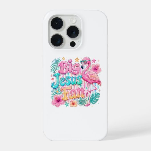 イェス・キリスト ファンとフラミンゴ iPhoneケース iPhone 15 Proケース (裏面)