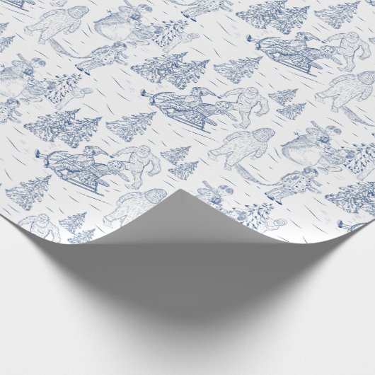 イェティおもしろいモンスターズアンティークウィンタートイレパターン ラッピングペーパー (角)