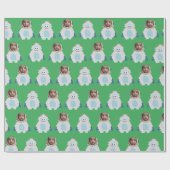 イェティお洒落顔フォトキッズクリスマス ラッピングペーパー (フラット)