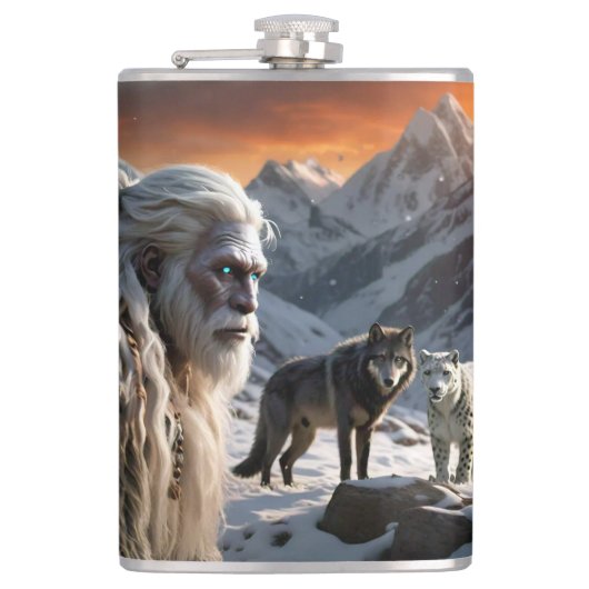 イェティとユキヒョウ フラスク (正面)