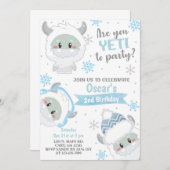 イェティ冬の少年の誕生日招待状、イェティ招待。 招待状 (正面/裏面)