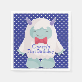 イェティ祝トボーイズアボミナブル雪だるま誕生日 スタンダードカクテルナプキン