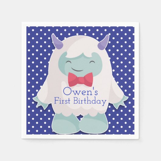 イェティ祝トボーイズアボミナブル雪だるま誕生日 スタンダードカクテルナプキン (正面)