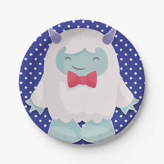 イェティ祝トボーイズアボミナブル雪だるま誕生日 ペーパープレート (正面)