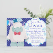 イェティ祝トボーイズアボミナブル雪だるま誕生日 招待状 (スタンド正面)