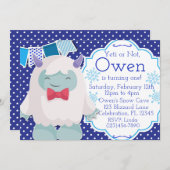 イェティ祝トボーイズアボミナブル雪だるま誕生日 招待状 (正面/裏面)