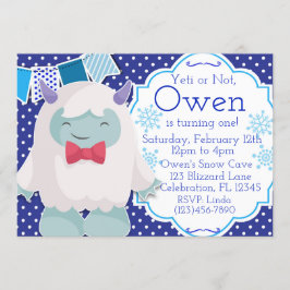 イェティ祝トボーイズアボミナブル雪だるま誕生日 招待状