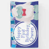 イェティ祝トボーイズアボミナブル雪だるま誕生日 横断幕 (縦)