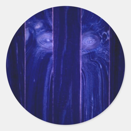 イェティ顔イン木箱 ラウンドシール (正面)