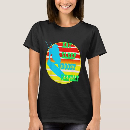 イェロー レトロ キートサーフィン Eat Sleep Boost Repeat Tシャツ (正面)