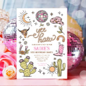 イェーハイガールロデオレトロディスコ女性のカーボーイ誕生日 招待状