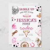 イェーハイディスコ女性のカーボーイロデオ誕生日招待状 招待状 (正面)