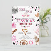 イェーハイディスコ女性のカーボーイロデオ誕生日 招待状 (スタンド正面)