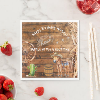 イェーハウカウボーイロデオサドルアップ紙プレート スタンダードランチョンナプキン