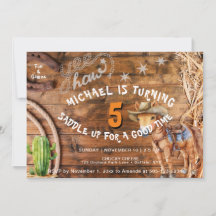 イェーハウカウボーイロデオサドルアップ誕生日招待状