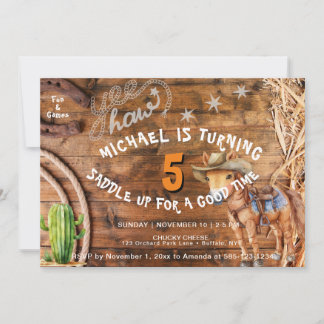イェーハウカウボーイロデオサドルアップ誕生日招待状 招待状