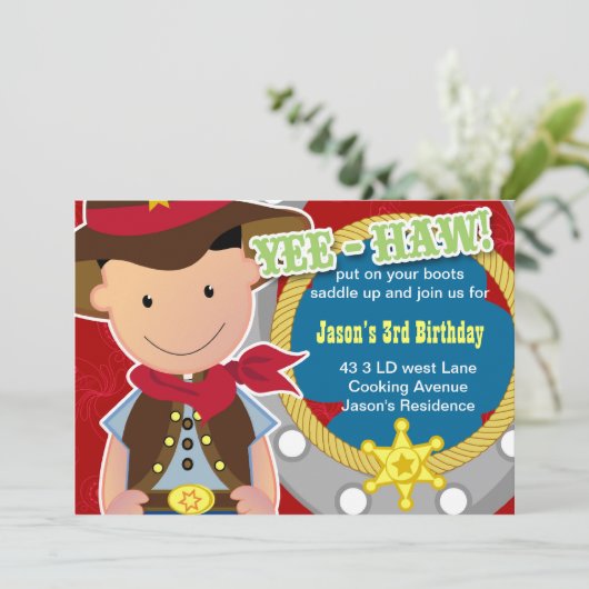 イェーハウカウボーイ誕生日招待状 招待状 (スタンド正面)