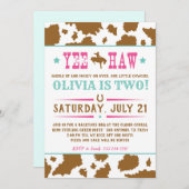 イェーハウロデオ女性のカーボーイ誕生日招待状 招待状 (正面/裏面)