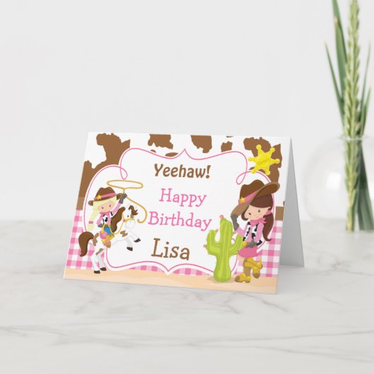 イェーフ女性のカーボーイウェスタンバースデーパーティー カード (正面)