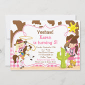 イェーフ女性のカーボーイウェスタンバースデーパーティー 招待状 (正面)