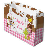 イェーフ女性のカーボーイウェスタン誕生日 ラージペーパーバッグ (裏面アングル)
