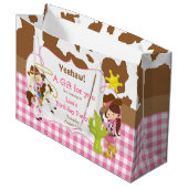 イェーフ女性のカーボーイウェスタン誕生日 ラージペーパーバッグ (正面アングル)