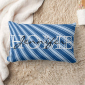 イェールブルーカラーストライプパターンホームモノグラム ランバークッション (ブランケット)