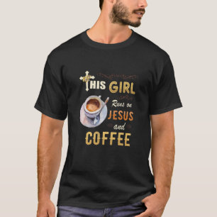 イエおもしろいスとコー走ヒーに水色の少女を贈る Tシャツ