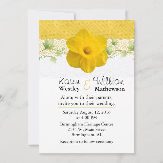 イエかわいらしロー水仙結婚式招待状 招待状 (正面)