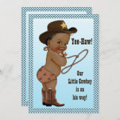 イエイハー! エスニック リトルカウボーイベイビーシャワー 招待状 (正面/裏面)