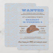 イエイハー！ブラウンカウボーイの誕生日パーティー招待状 招待状 (正面/裏面)