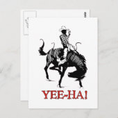 イエイ！野生の馬を乗りこなすカウボーイ ポストカード (正面/裏面)