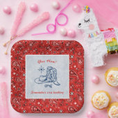 イエウェイウェスタンペイズリーデニムブルージーンズ誕生日 ペーパープレート (パーティー)