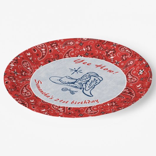 イエウェイウェスタンペイズリーデニムブルージーンズ誕生日 ペーパープレート (アングル)