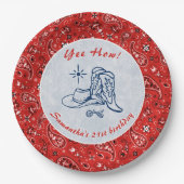 イエウェイウェスタンペイズリーデニムブルージーンズ誕生日 ペーパープレート (正面)