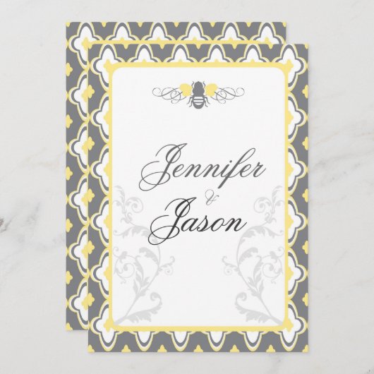 イエエレガントロー&グレー庭園の結婚式招待状 招待状 (正面/裏面)