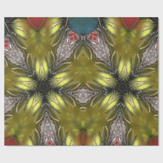 イエゴールドエレガントシルバー万華鏡のように千変万化するパターンクリスマススター ラッピングペーパー (フラット)