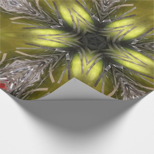 イエゴールドエレガントシルバー万華鏡のように千変万化するパターンクリスマススター ラッピングペーパー (角)